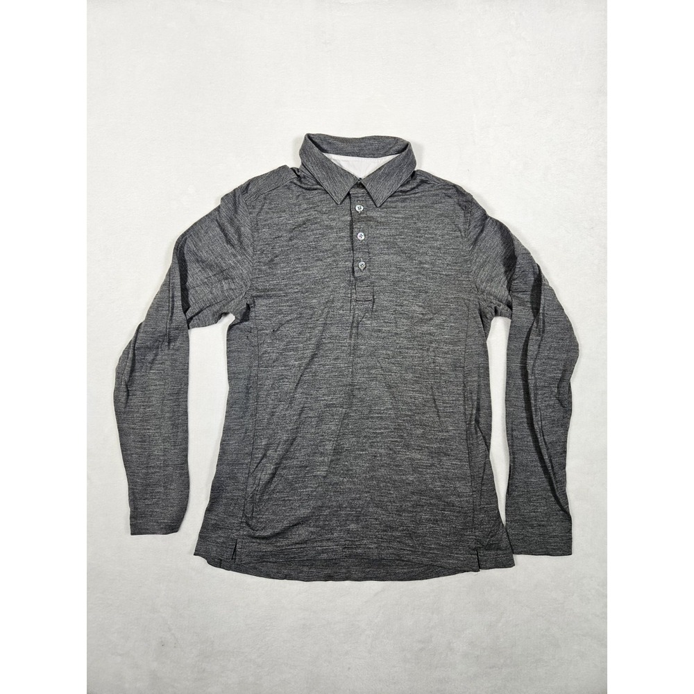 Rapha 100% Merino Wool Long Sleeve Polo Shirt Gray Men's Size Large Pocket